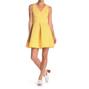 Love...Ady V-Neck Sleeveless Striped Pleated Dress